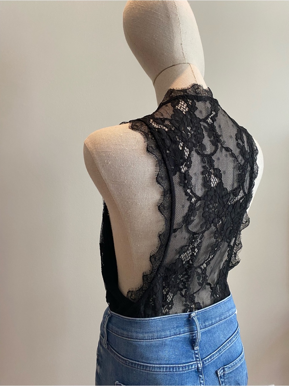 Marciano  Black Lace Halter Bodysuit. Size M